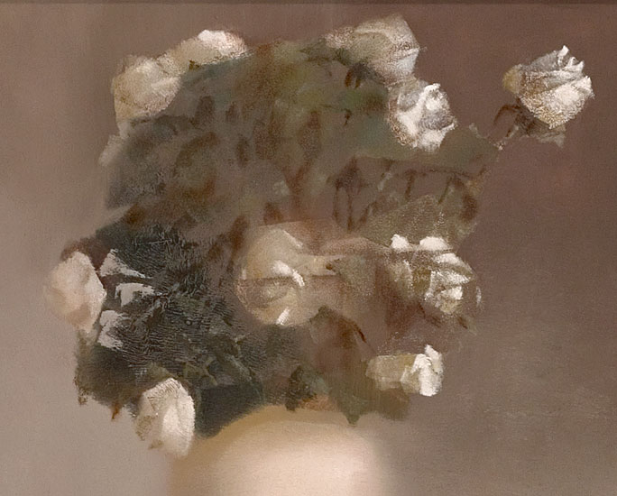 White Roses , oil on canvas 32" x 28", 83 cm x 71 cm 